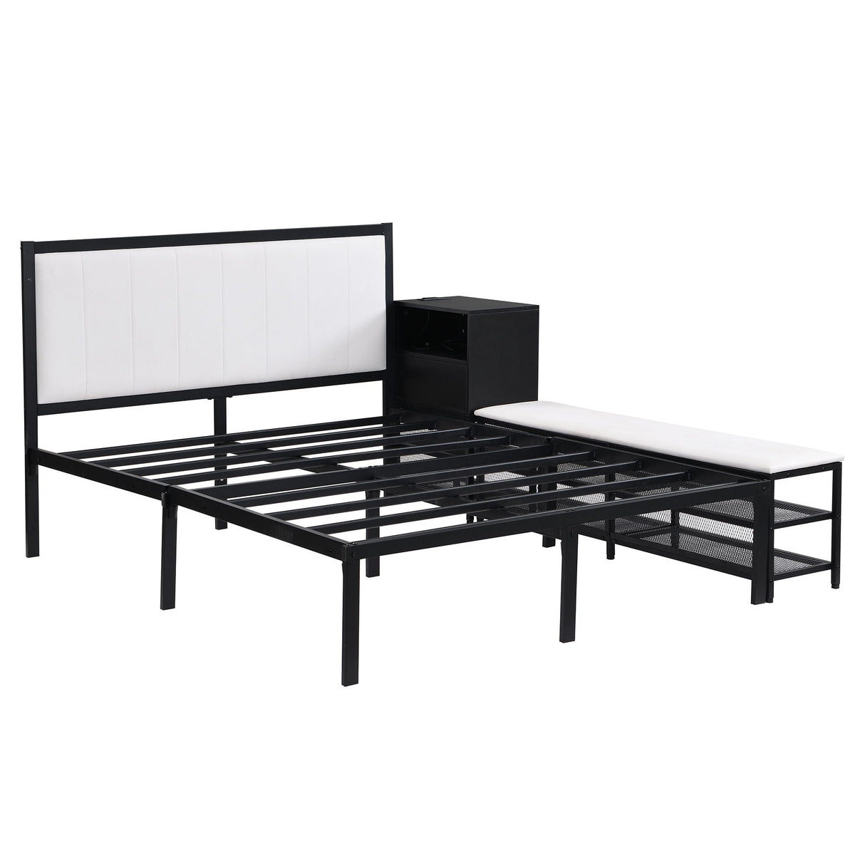 Platform Bed With 2 Tier Storage Shelves, Storage Cabinet by Couch.com