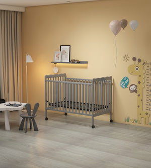 Crib 3 In 1 Convertible, Made Of Sustainable Pinewood, Non Toxic Finish, Comes With Locking Wheels, Wooden Nursery Furniture by Couch.com