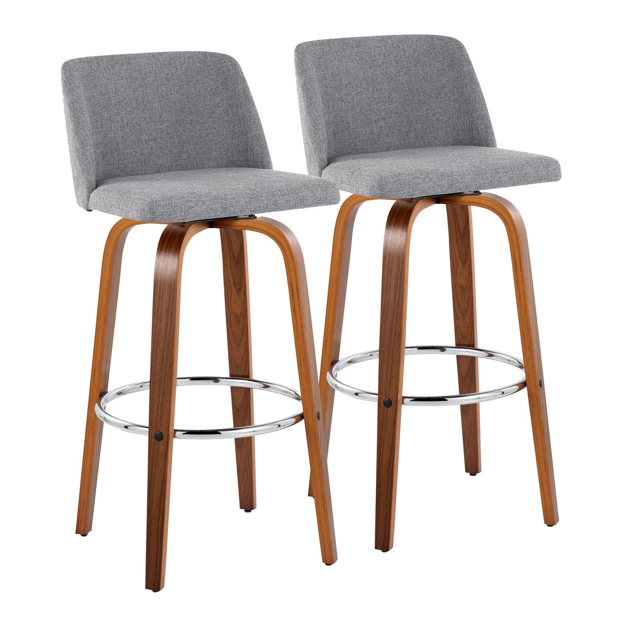 Toriano - Mid Century Modern Fixed Height, Barstool With Swivel With Round Footrest (Set of 2) by Couch.com