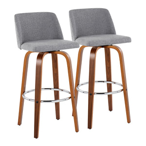 Toriano - Mid Century Modern Fixed Height, Barstool With Swivel With Round Footrest (Set of 2) by Couch.com