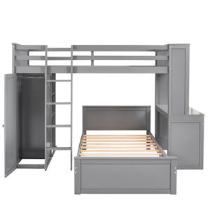 Loft Bed With A Stand Alone Bed, Shelves, Desk, And Wardrobe by Couch.com
