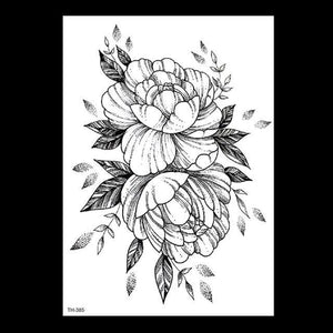 49 Sheets Waterproof Temporary Black Sketches Flowers Tattoo Stickers Flower Rose Tattoos For Women Adults