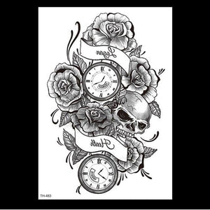 49 Sheets Waterproof Temporary Black Sketches Flowers Tattoo Stickers Flower Rose Tattoos For Women Adults