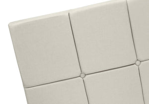 Beige Tufted Linen Queen Bed Frame