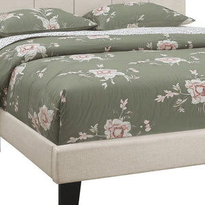 Beige Tufted Linen Queen Bed Frame