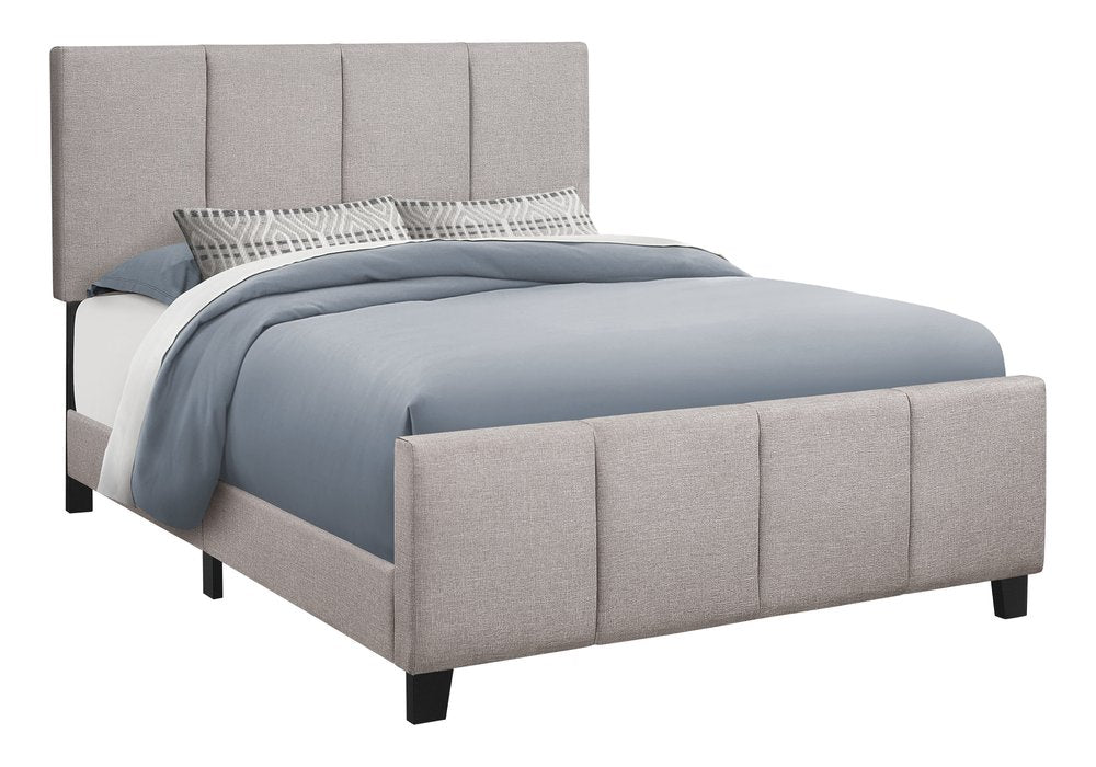 Gray and Black Tufted Linen Queen Bed Frame