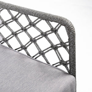 26" Gray and Black Steel Indoor Outdoor Dining Chair with Gray Cushion