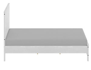 White Shiplap Texture Distressed Solid Wood Queen Bed Frame