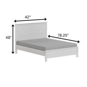 White Shiplap Texture Distressed Solid Wood Twin Bed Frame