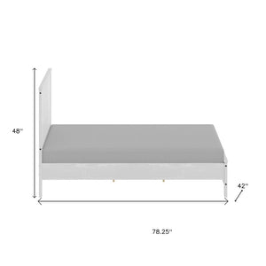 White Shiplap Texture Distressed Solid Wood Twin Bed Frame