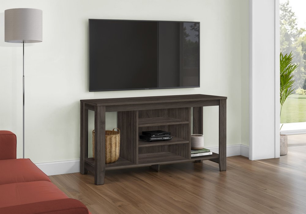 48" Brown Open Shelving TV Stand