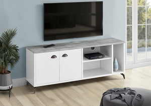 60" White Cabinet Enclosed Storage TV Stand