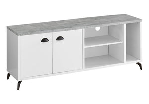 60" White Cabinet Enclosed Storage TV Stand