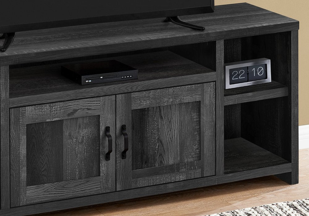 59" Black Cabinet Enclosed Storage TV Stand