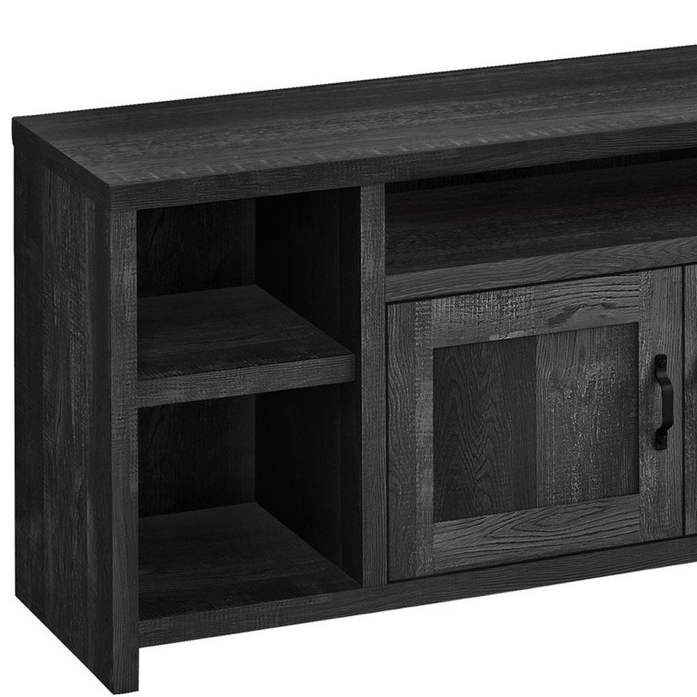 59" Black Cabinet Enclosed Storage TV Stand