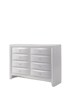 59" White Wood Eight Drawer Double Dresser