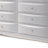 59" White Solid and Manufactured Wood Eight Drawer Double Dresser