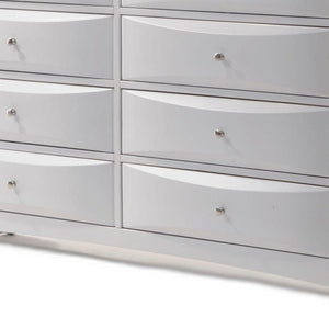 59" White Wood Eight Drawer Double Dresser