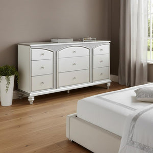 66" Platinum Manufactured Wood Nine Drawer Dresser