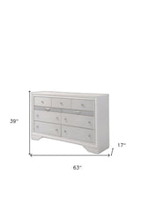 63" White Manufactured Wood Nine Drawer Triple Dresser