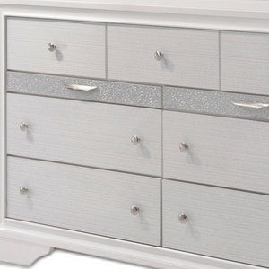 63" White Wood Nine Drawer Double Dresser