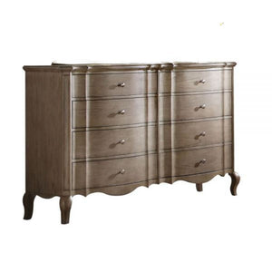 64" Taupe Wood Eight Drawer Double Dresser