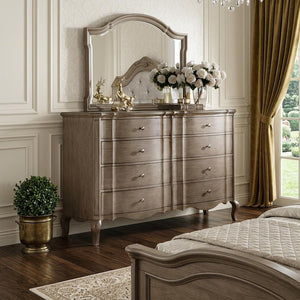 64" Taupe Wood Eight Drawer Double Dresser