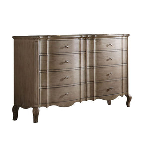 64" Taupe Wood Eight Drawer Double Dresser
