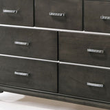 58" Gray Solid and Manufactured Wood Seven Drawer Triple Dresser