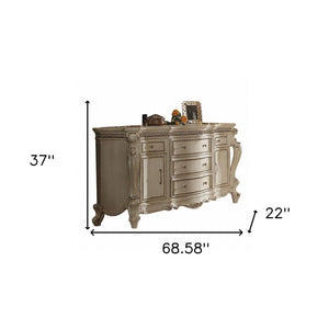 37" Pearl Wood Two Door Five Drawer Combo Dresser