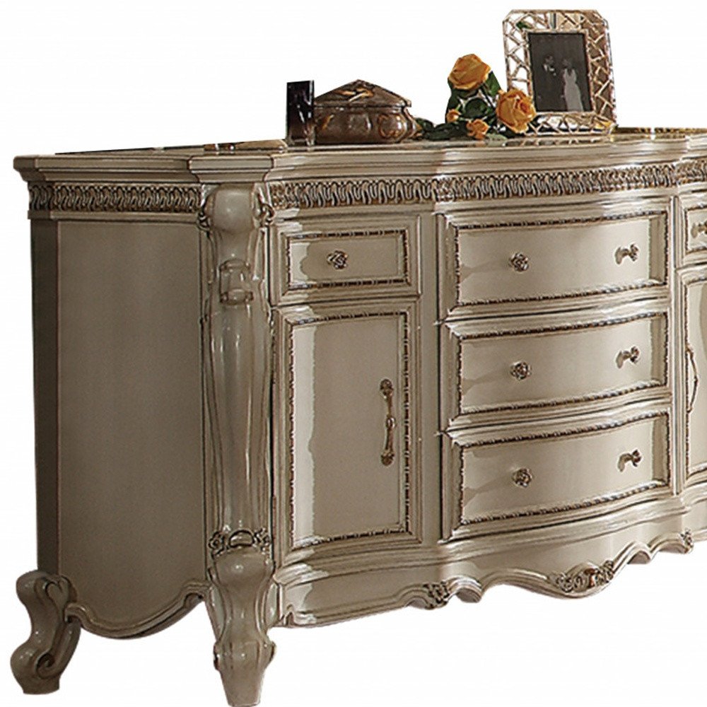 37" Pearl Wood Two Door Five Drawer Combo Dresser
