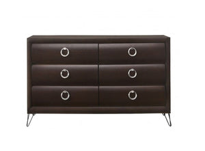 63" Merlot Wood Six Drawer Double Dresser