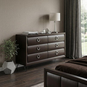 63" Merlot Solid and Manufactured Wood Six Drawer Double Dresser