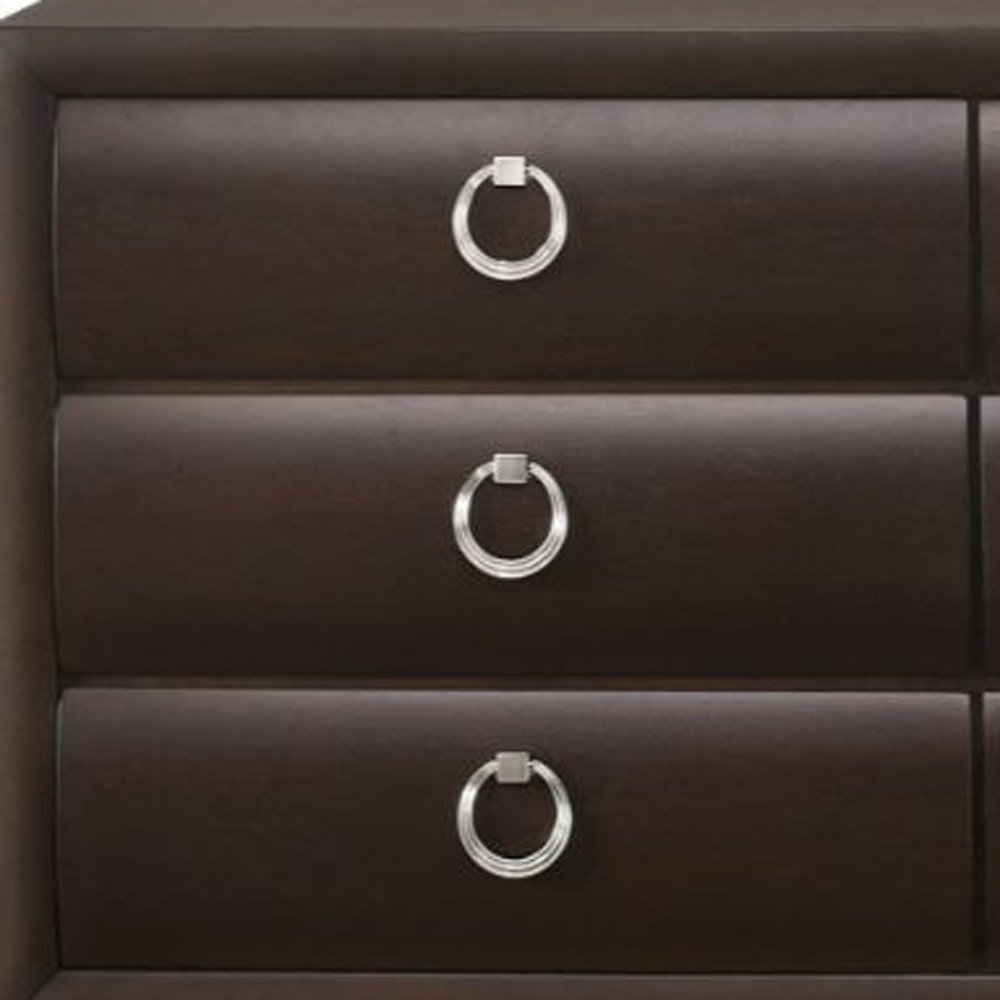 63" Merlot Wood Six Drawer Double Dresser