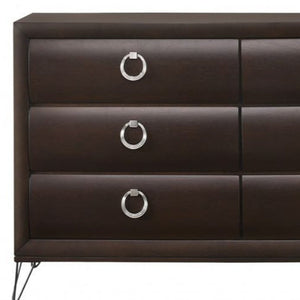 63" Merlot Wood Six Drawer Double Dresser