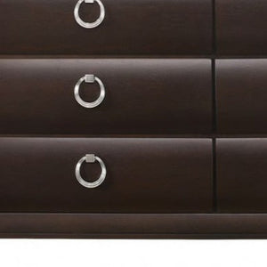 63" Merlot Solid and Manufactured Wood Six Drawer Double Dresser