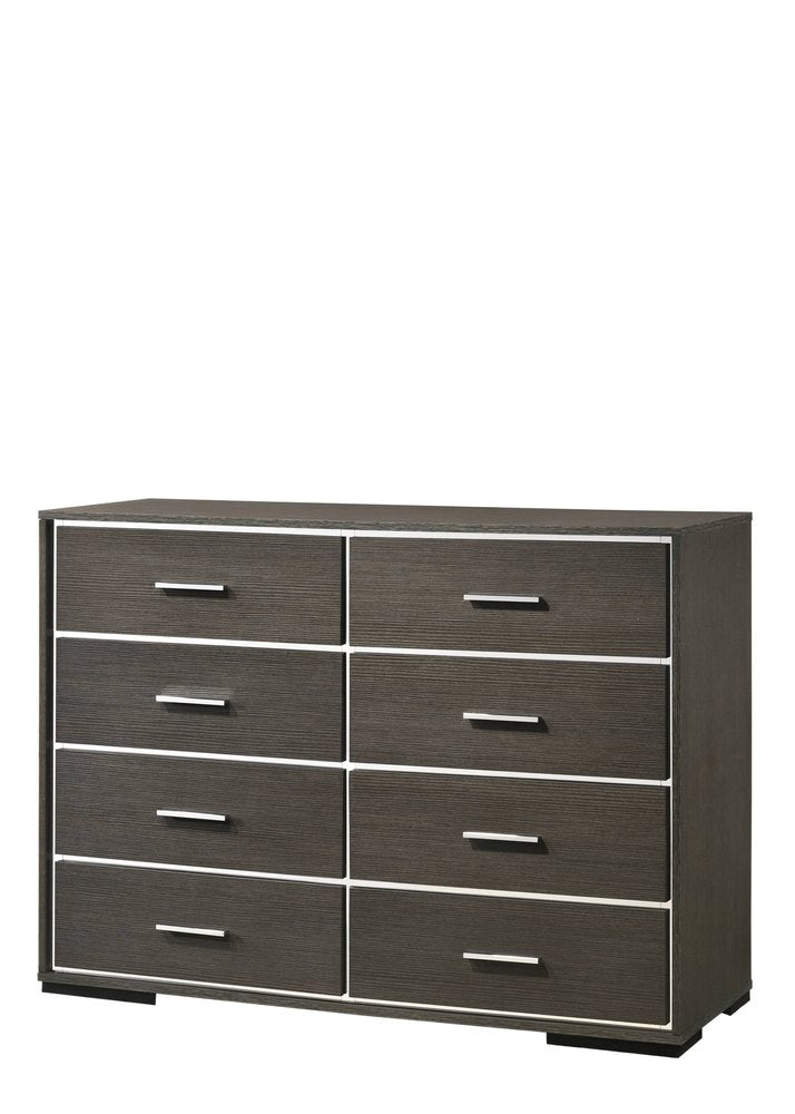 57" Gray Wood Eight Drawer Double Dresser