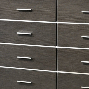 57" Gray Solid and Manufactured Wood Eight Drawer Double Dresser