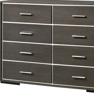 57" Gray Wood Eight Drawer Double Dresser