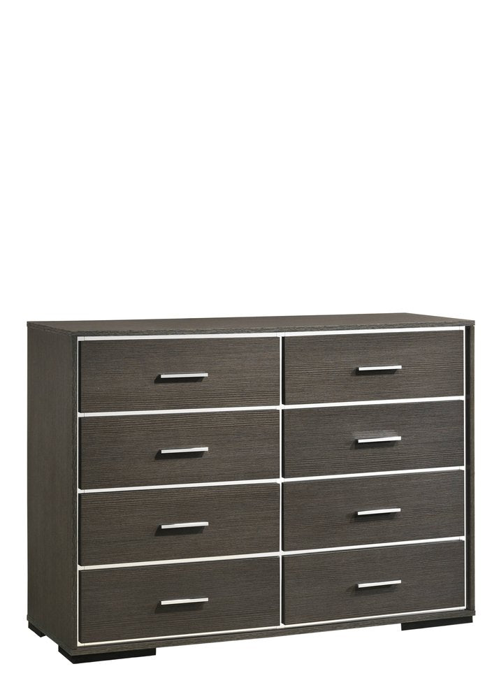 57" Gray Wood Eight Drawer Double Dresser