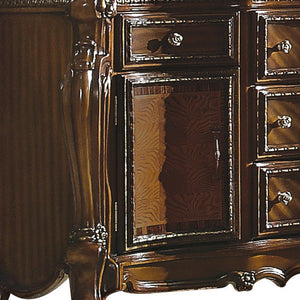 37" Brown Wood Two Door Five Drawer Combo Dresser