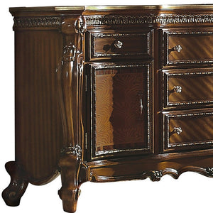 37" Brown Wood Two Door Five Drawer Combo Dresser