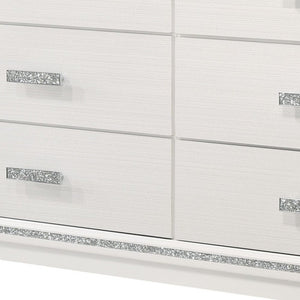 63" White Wood Six Drawer Double Dresser