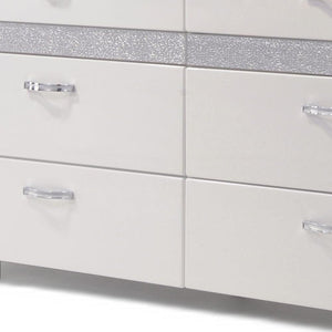63" White Wood Eight Drawer Double Dresser