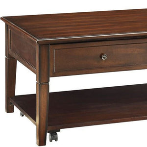 48" Brown Wood Lift Top Coffee Table With Shelf