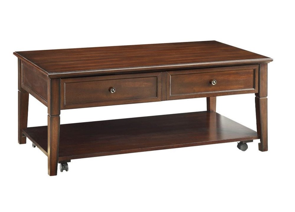 48" Brown Wood Lift Top Coffee Table With Shelf