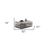 52" Silver Aluminum Solid Coffee Table With Drawer