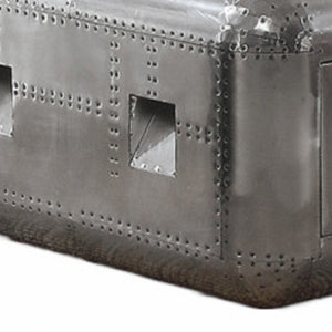 52" Silver Aluminum Solid Coffee Table With Drawer