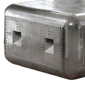 52" Silver Aluminum Solid Coffee Table With Drawer