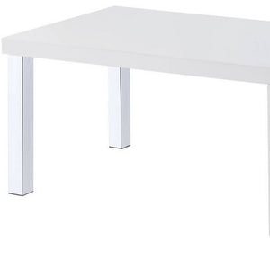 47" White and Silver Wood And Metal Frame Coffee Table With Shelf